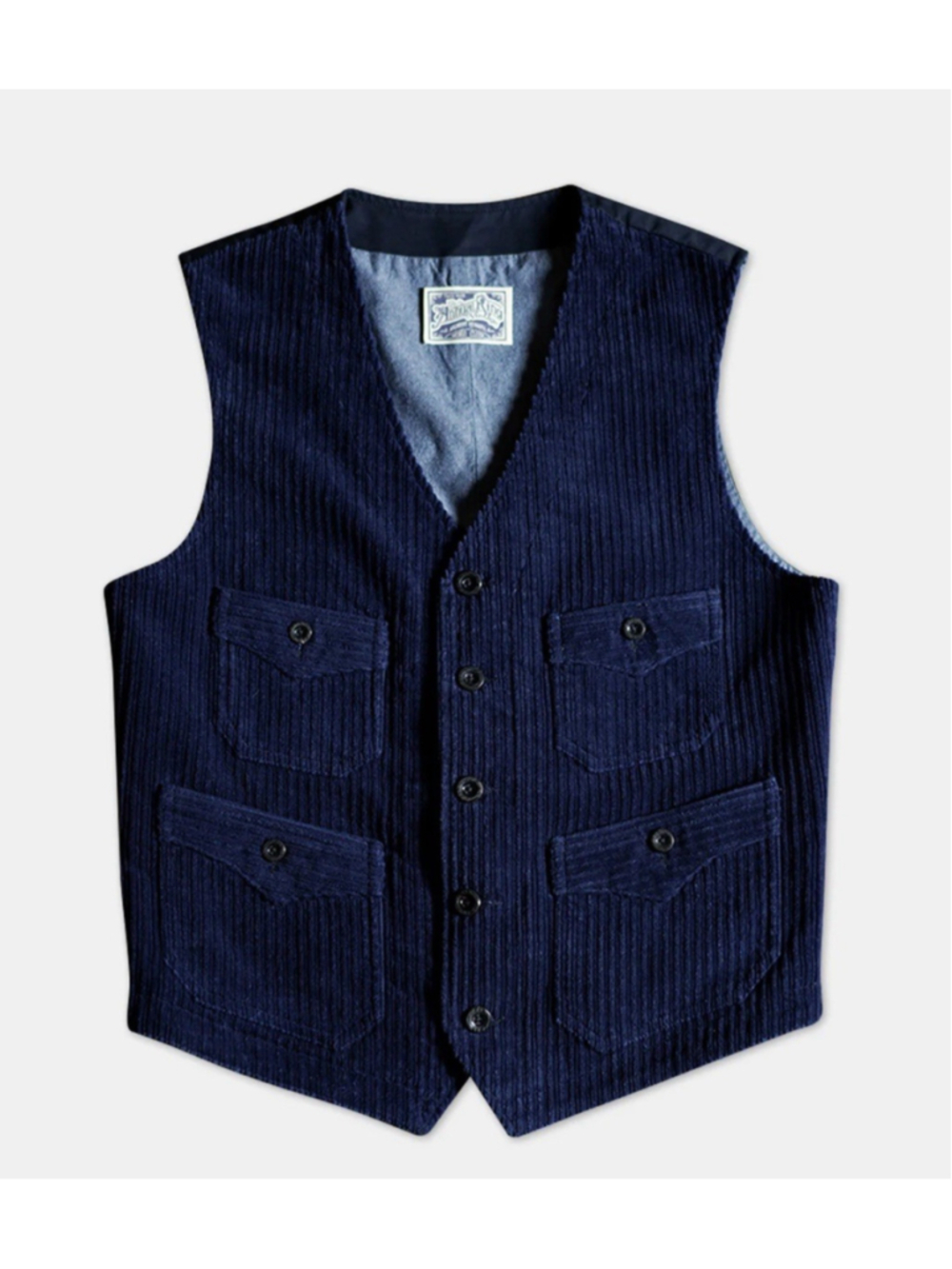 Annual Ring 1920s Indigo Corduroy Work Vest Navy Color Size L